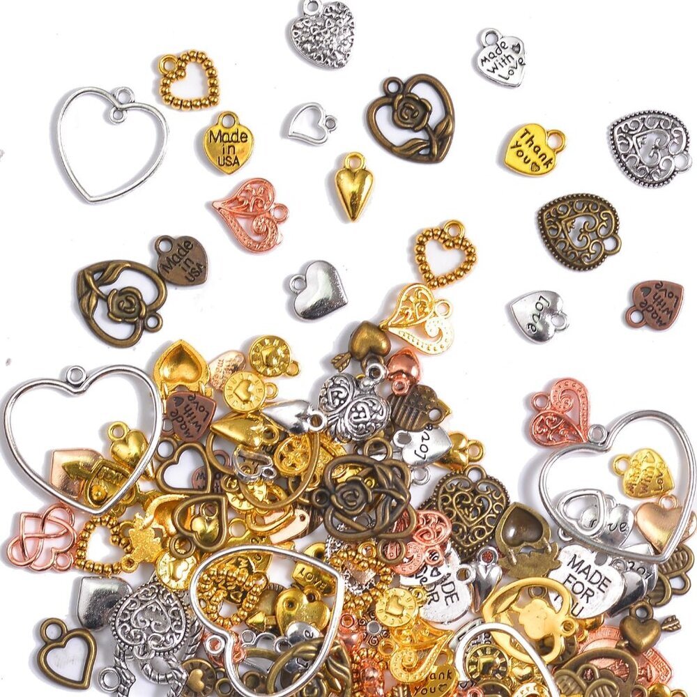 Metal Charms for Jewelry Making 100gram, Bulk Tibetan Silver & Gold Plated Trink